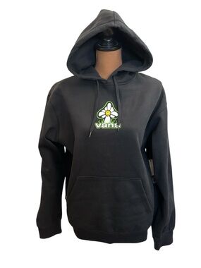 Vans Black Daisy Mushroom Pullover Sweatshirt Hoodie Size M NWT‎